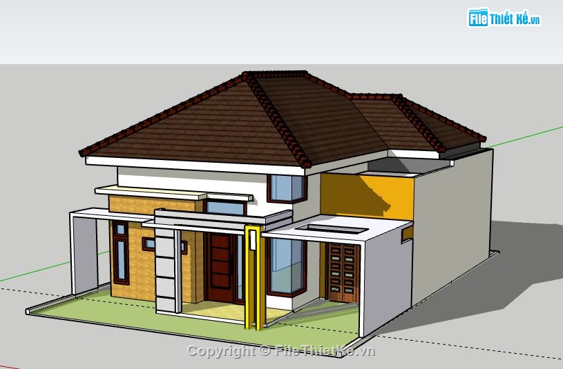 Biệt thự 1 tầng,Model su biệt thự 1 tầng,biệt thự 1 tầng file su,sketchup biệt thự 1 tầng