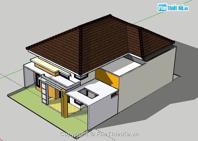 Biệt thự 1 tầng,Model su biệt thự 1 tầng,biệt thự 1 tầng file su,sketchup biệt thự 1 tầng