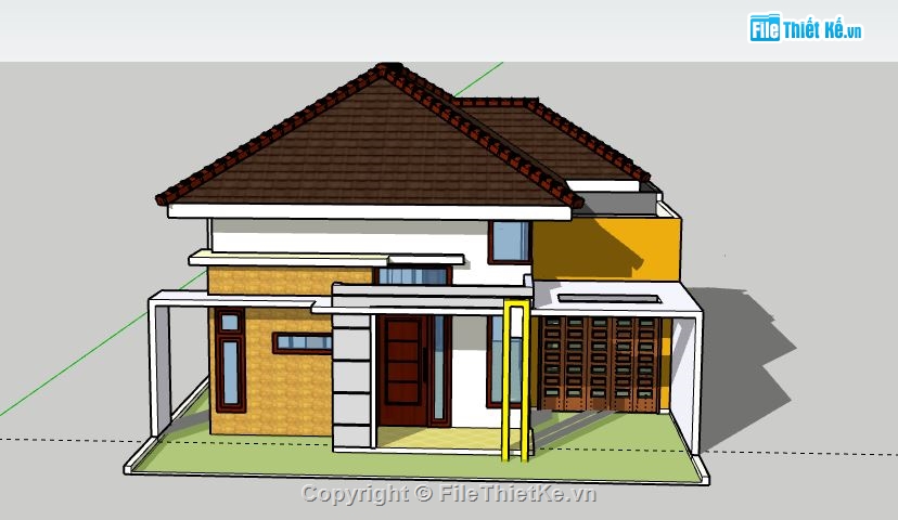 Biệt thự 1 tầng,Model su biệt thự 1 tầng,biệt thự 1 tầng file su,sketchup biệt thự 1 tầng