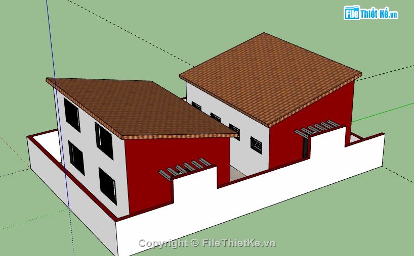Biệt thự 1 tầng,model su biệt thự 1 tầng,sketchup biệt thự 1 tầng,biệt thự 1 tầng sketchup,file sketchup biệt thự 1 tầng