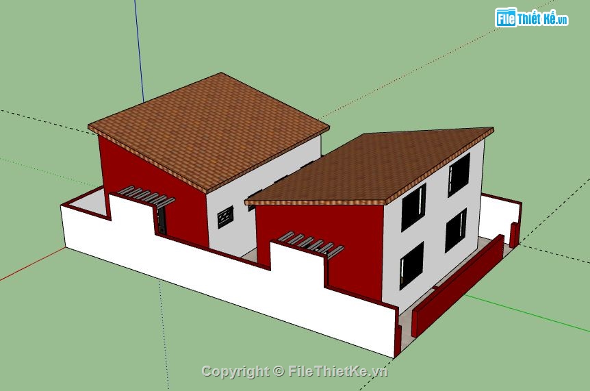 Biệt thự 1 tầng,model su biệt thự 1 tầng,sketchup biệt thự 1 tầng,biệt thự 1 tầng sketchup,file sketchup biệt thự 1 tầng