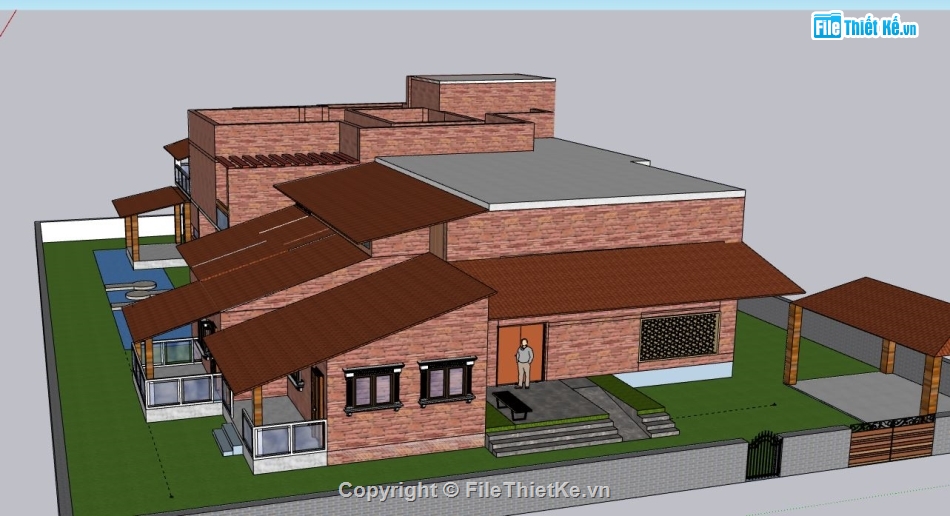 Biệt thự 1 tầng Châu Âu,sketchup biệt thự 1 tầng,file su biệt thự 1 tầng,biệt thự 1 tầng model su,su biệt thự 1 tầng