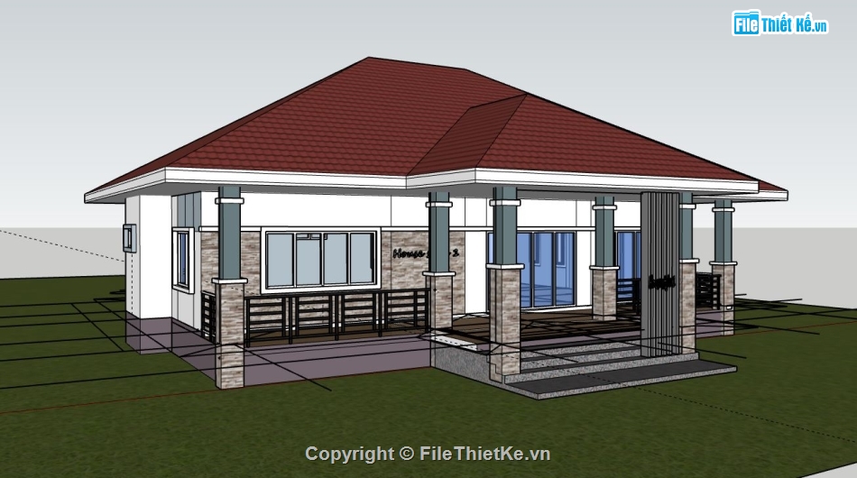 file su biệt thự,mẫu biệt thự 1 tầng,model su biệt thự 1 tầng