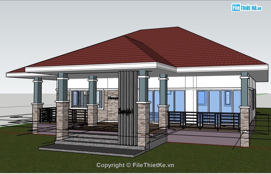 file su biệt thự,mẫu biệt thự 1 tầng,model su biệt thự 1 tầng