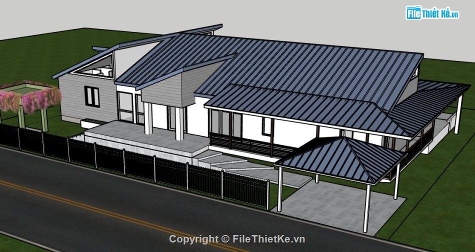 Biệt thự 1 tầng,model su biệt thự 1 tầng,biệt thự 1 tầng file su,sketchup biệt thự 1 tầng,biệt thự 1 tầng model su