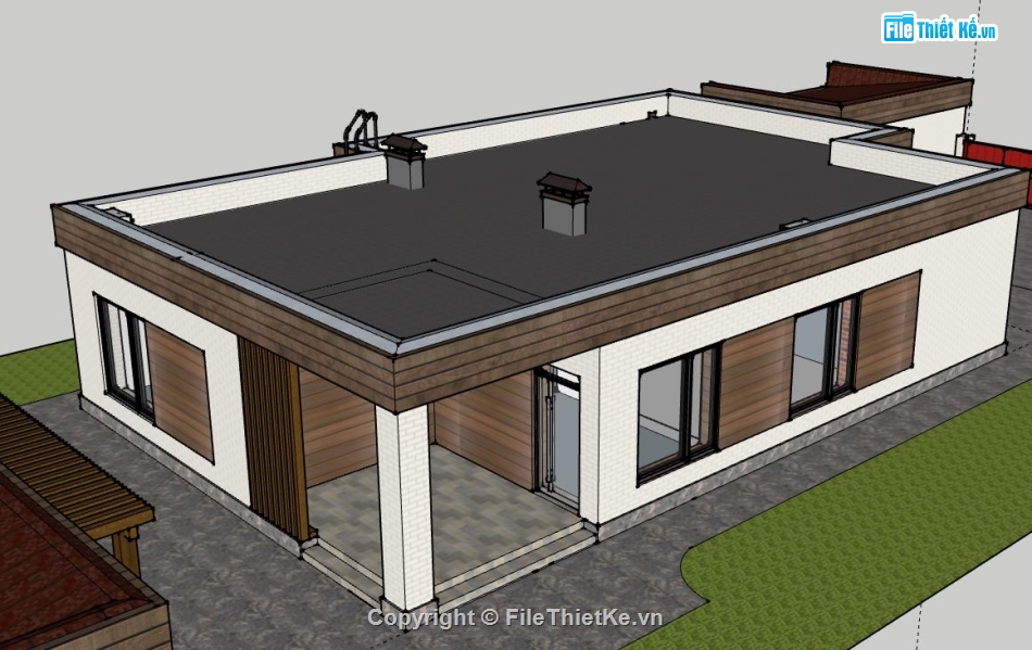 Biệt thự 1 tầng,file sketchup biệt thự 1 tầng,biệt thự 1 tầng file su,model su biệt thự 1 tầng,biệt thự 1 tầng model su