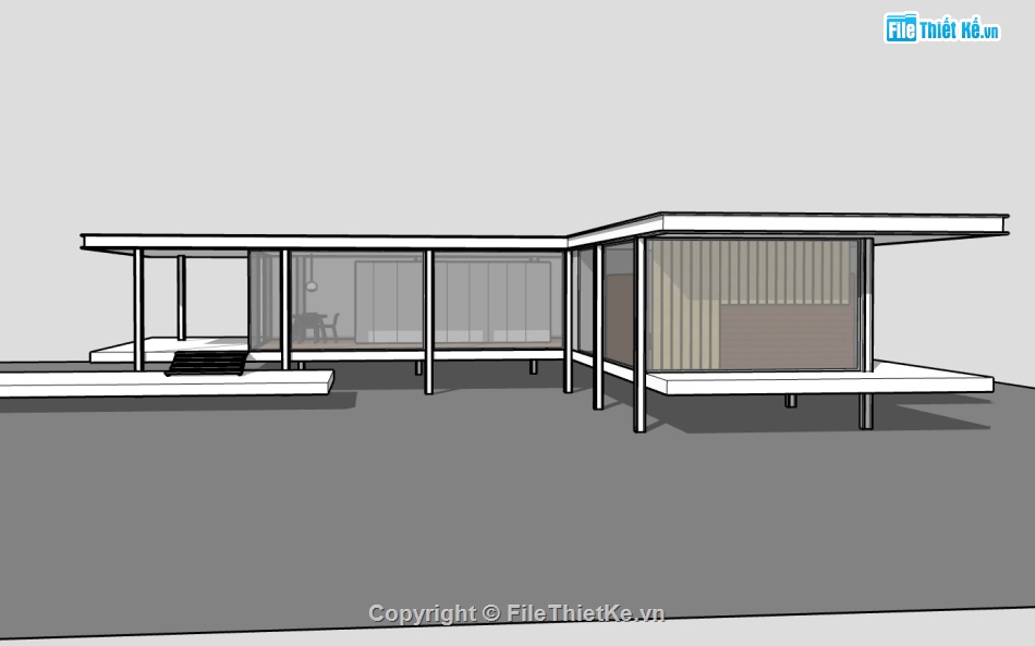 mẫu biệt thự 1 tầng,model su biệt thự,sketchup biệt thự