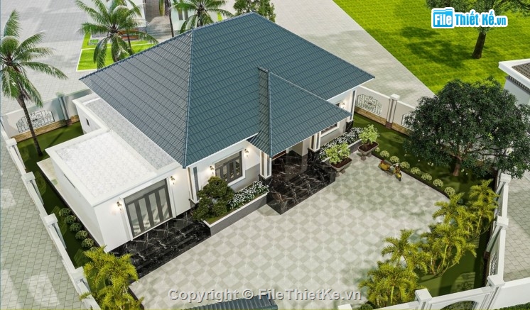 mẫu biệt thự 1 tầng,biệt thự 1 tầng,biệt thự mái nhật 1 tầng