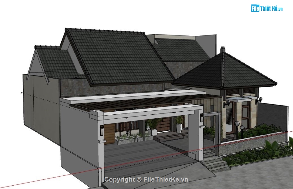 Biệt thự 1 tầng,model su biệt thự 1 tầng,file sketchup biệt thự 1 tầng,sketchup biệt thự 1 tầng,biệt thự 1 tầng file su