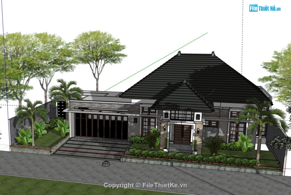 Biệt thự 1 tầng,model su biệt thự 1 tầng,file su biệt thự 1 tầng,biệt thự 1 tầng sketchup