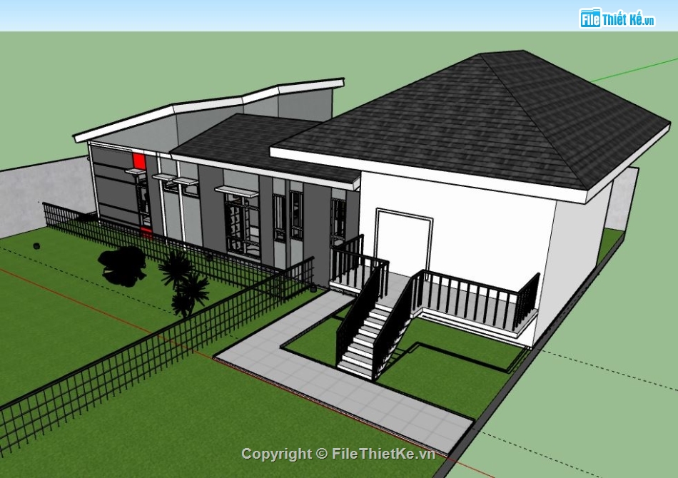 Biệt thự 1 tầng,model su biệt thự 1 tầng,biệt thự 1 tầng file su,sketchup biệt thự 1 tầng,biệt thự 1 tầng file sketchup