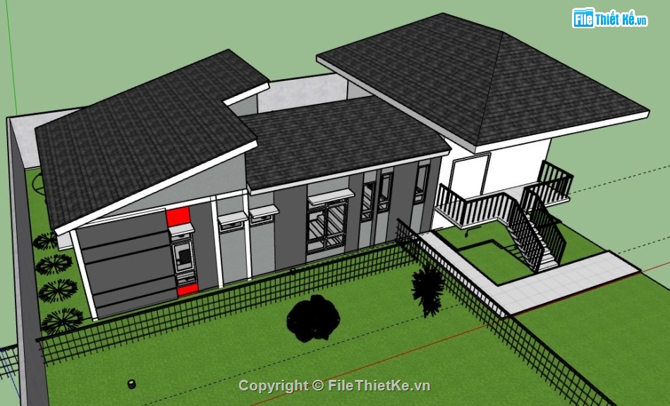 Biệt thự 1 tầng,model su biệt thự 1 tầng,biệt thự 1 tầng file su,sketchup biệt thự 1 tầng,biệt thự 1 tầng file sketchup