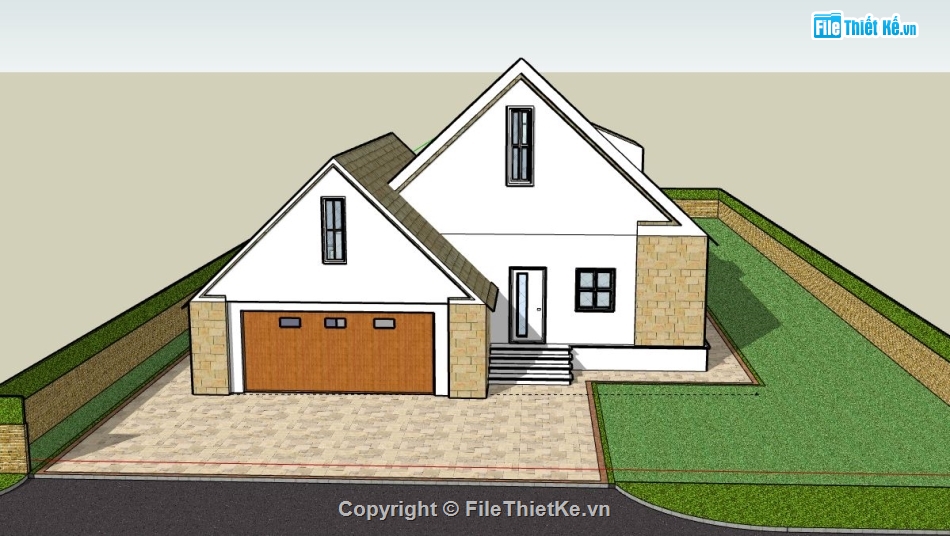 Biệt thự 1 tầng,file su biệt thự 1 tầng,biệt thự 1 tầng file su,sketchup biệt thự 1 tầng,biệt thự 1 tầng sketchup