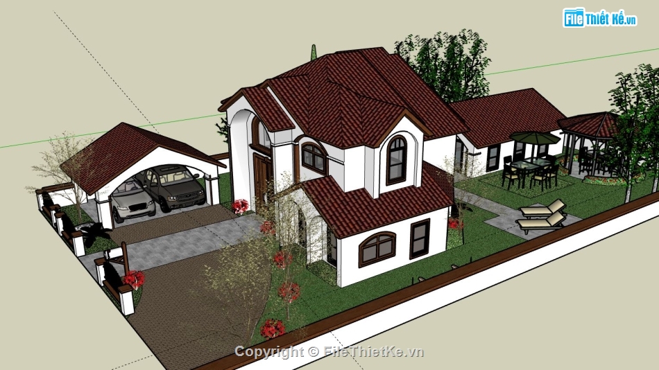 biệt thự 1 tầng,model su biệt thự 1 tầng,file sketchup biệt thự 1 tầng,sketchup biệt thự 1 tầng,biệt thự 1 tầng file su