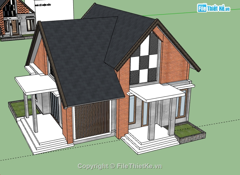 Biệt thự 1 tầng mái thái,model su biệt thự 1 tầng,biệt thự 1 tầng file sketchup,sketchup biệt thự 1 tầng,biệt thự 1 tầng model su