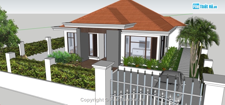 file su biệt thự,biệt thự 1 tầng,model su biệt thự