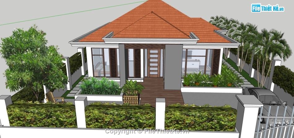 file su biệt thự,biệt thự 1 tầng,model su biệt thự
