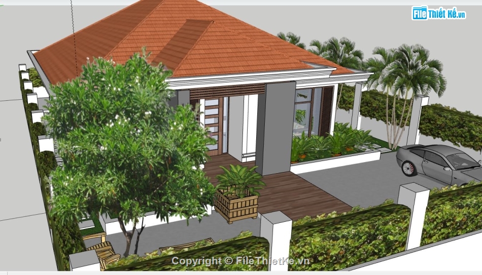file su biệt thự,biệt thự 1 tầng,model su biệt thự