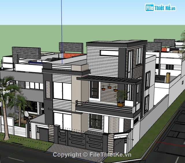 Biệt thự 2 tầng 1 tum,Model su Biệt thự 2 tầng 1 tum,biệt thự 2 tầng 1 tum file su