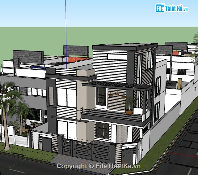 Biệt thự 2 tầng 1 tum,Model su Biệt thự 2 tầng 1 tum,biệt thự 2 tầng 1 tum file su