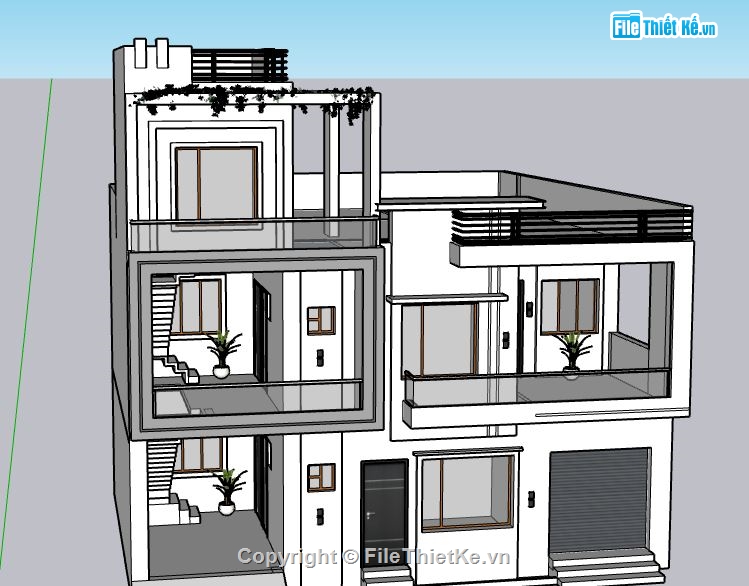 Biệt thự 2 tầng 1 tum,Model su biệt thự 2 tầng 1 tum,Biệt thự 2 tầng 1 tum file su,file sketchup biệt thự 2 tầng 1 tum