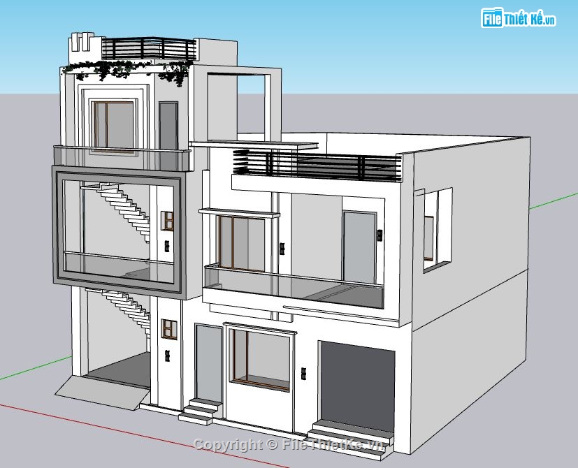 Biệt thự 2 tầng 1 tum,Model su biệt thự 2 tầng 1 tum,Biệt thự 2 tầng 1 tum file su,file sketchup biệt thự 2 tầng 1 tum