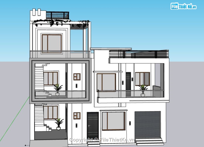 Biệt thự 2 tầng 1 tum,Model su biệt thự 2 tầng 1 tum,Biệt thự 2 tầng 1 tum file su,file sketchup biệt thự 2 tầng 1 tum