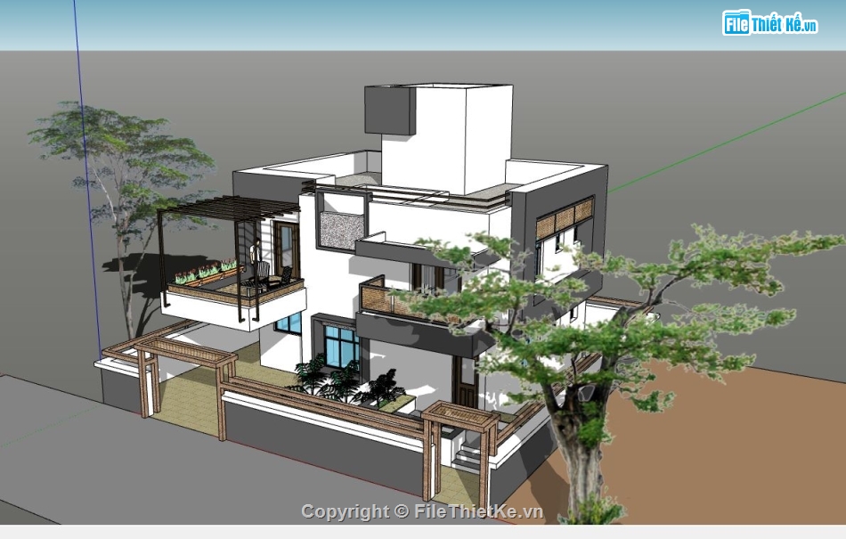 file su biệt thự,sketchup biệt thự,biệt thự 2 tầng,file sketchup biệt thự 2 tầng