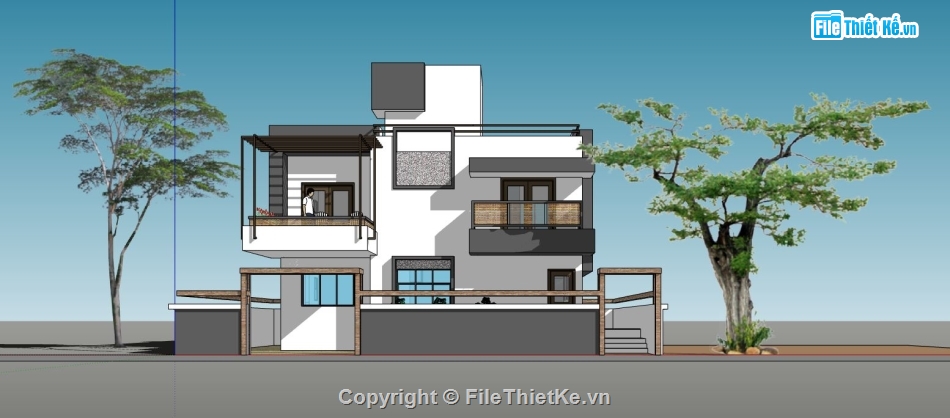 file su biệt thự,sketchup biệt thự,biệt thự 2 tầng,file sketchup biệt thự 2 tầng