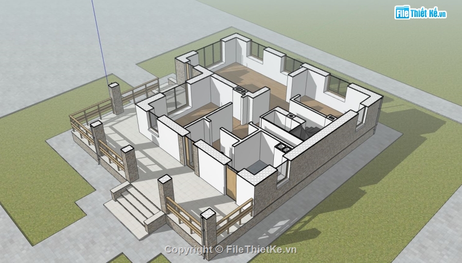 Biệt thự 2 tầng,model sketchup biệt thự 2 tầng,phối cảnh biệt thự 2 tầng,mẫu biệt thự 2 tầng đẹp