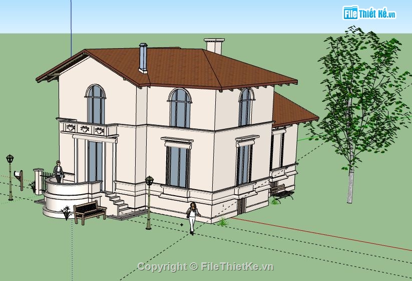 Biệt thự 2 tầng,model su biệt thự 2 tầng,biệt thự 2 tầng file su,sketchup biệt thự 2 tầng