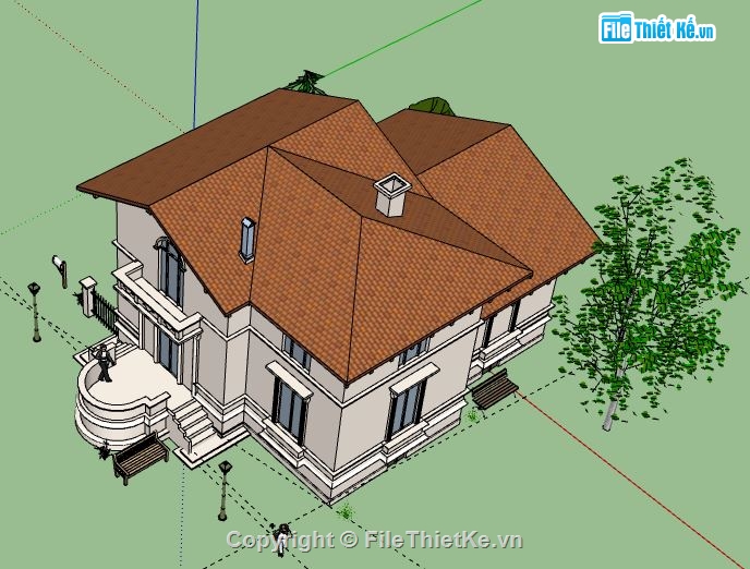 Biệt thự 2 tầng,model su biệt thự 2 tầng,biệt thự 2 tầng file su,sketchup biệt thự 2 tầng