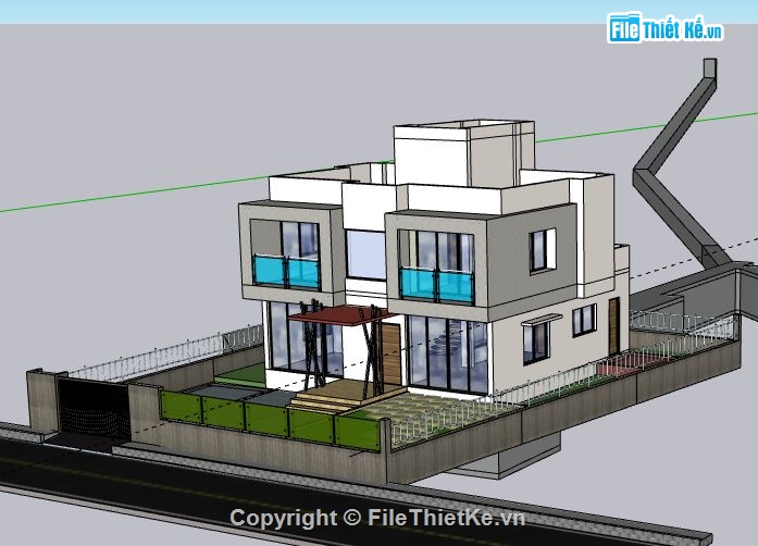 Biệt thự 2 tầng,Model su biệt thự 2 tầng,biệt thự 2 tầng file su