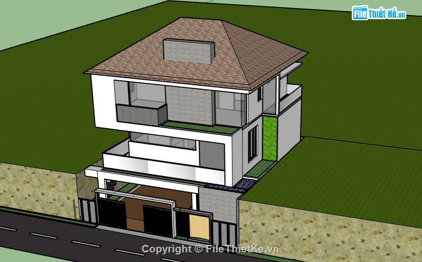 Biệt thự 2 tầng,model su biệt thự 2 tầng,biệt thự 2 tầng file su,sketchup biệt thự 2 tầng,biệt thự 2 tầng sketchup