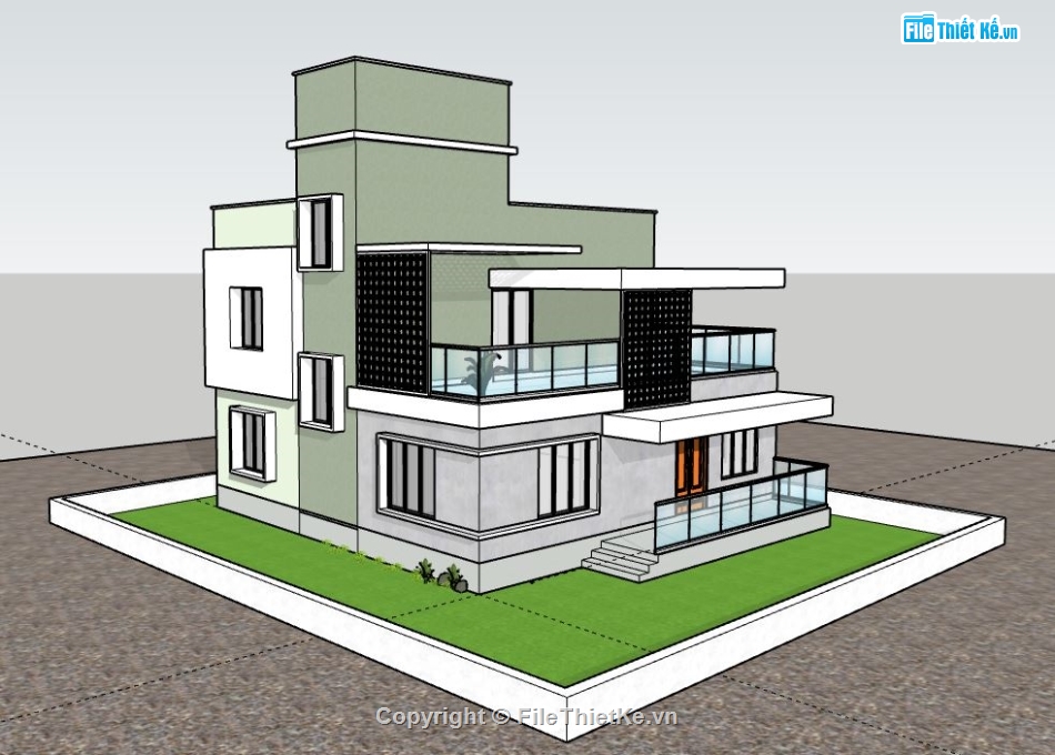 Biệt thự 2 tầng,model su biệt thự 2 tầng,file su biệt thự 2 tầng,sketchup biệt thự 2 tầng,biệt thự 2 tầng model su