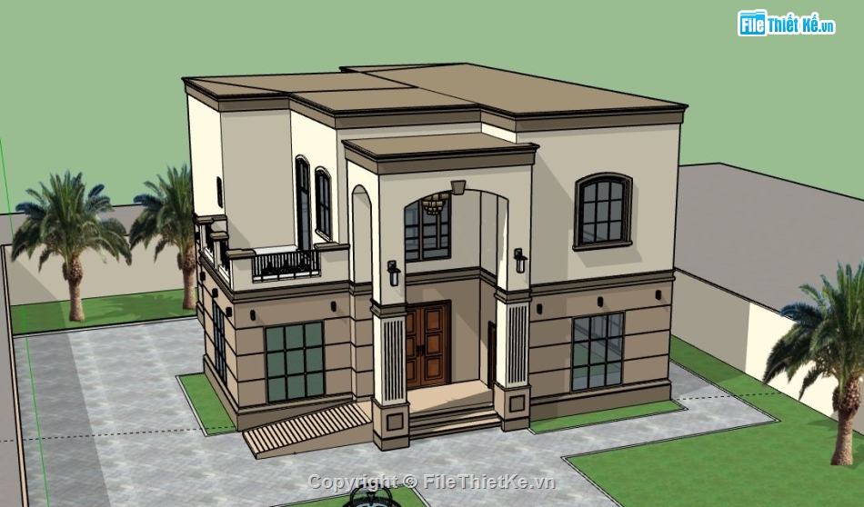 Biệt thự  2 tầng,model su biệt thự 2 tầng,biệt thự 2 tầng file su,file sketchup biệt thự 2 tầng