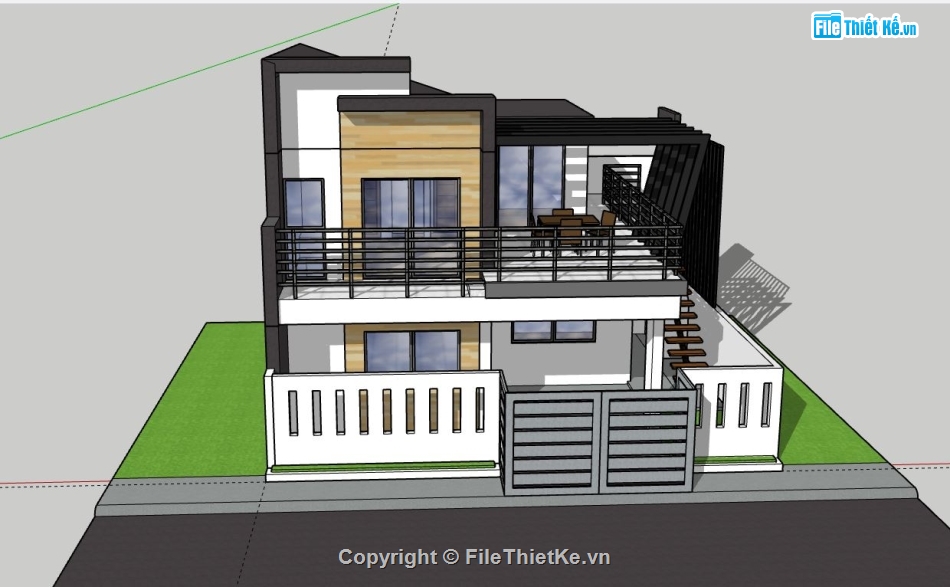 Biệt thự 2 tầng hiện đại,file su biệt thự 2 tầng,biệt thự 2 tầng file su,model su biệt thự 2 tầng,sketchup biệt thự 2 tầng