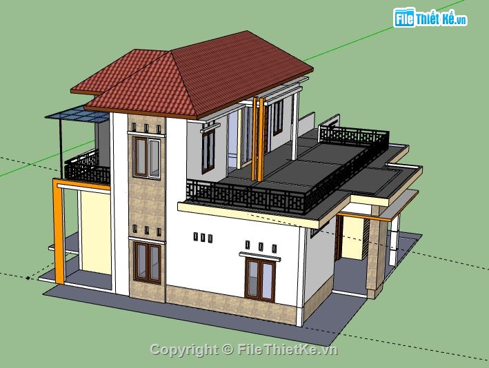 Biệt thự 2 tầng,model su biệt thự 2 tầng,sketchup biệt thự 2 tầng,biệt thự 2 tầng file su