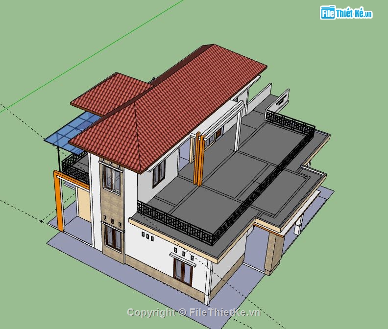 Biệt thự 2 tầng,model su biệt thự 2 tầng,sketchup biệt thự 2 tầng,biệt thự 2 tầng file su