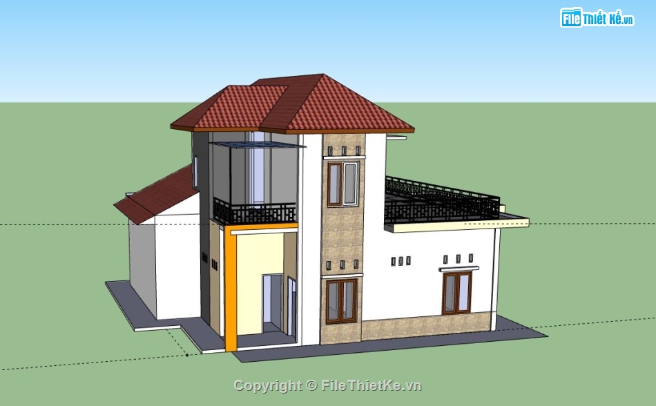 Biệt thự 2 tầng,model su biệt thự 2 tầng,sketchup biệt thự 2 tầng,biệt thự 2 tầng file su