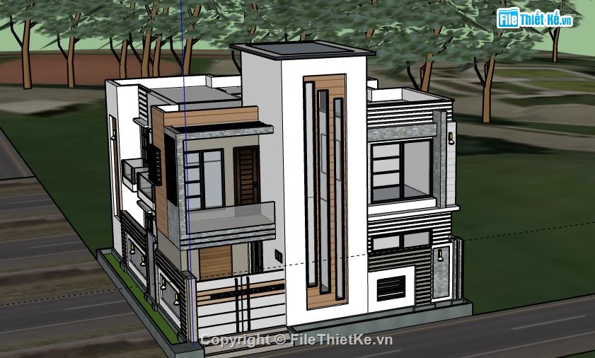 Biệt thự 2 tầng,model su biệt thự 2 tầng,file sketchup biệt thự 2 tầng