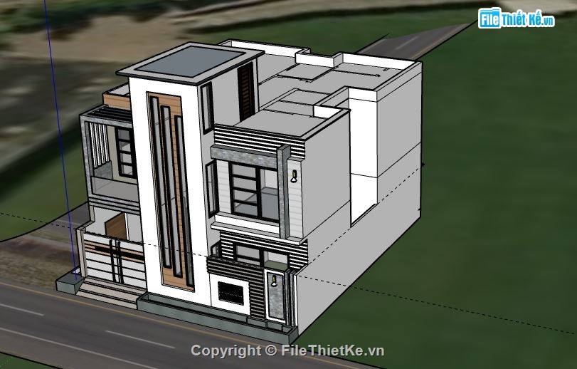 Biệt thự 2 tầng,model su biệt thự 2 tầng,file sketchup biệt thự 2 tầng