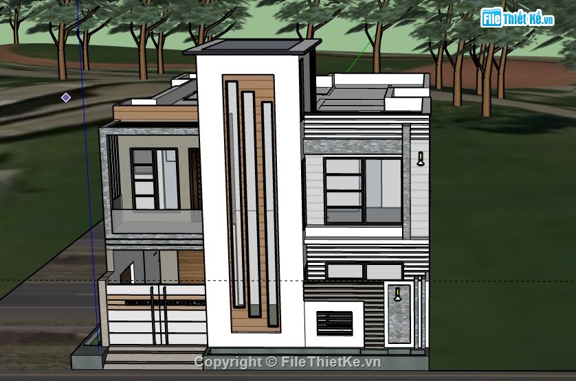 Biệt thự 2 tầng,model su biệt thự 2 tầng,file sketchup biệt thự 2 tầng