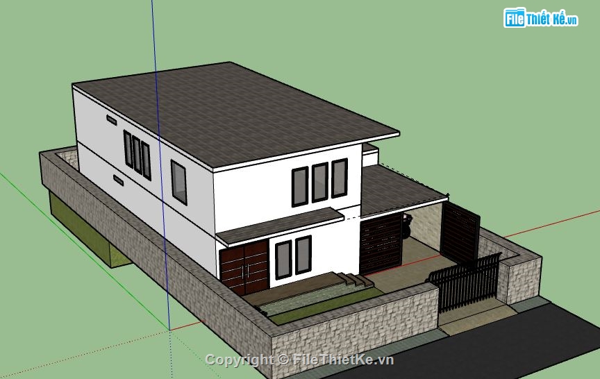 Biệt thự 2 tầng,model su biệt thự 2 tầng,sketchup biệt thự 2 tầng