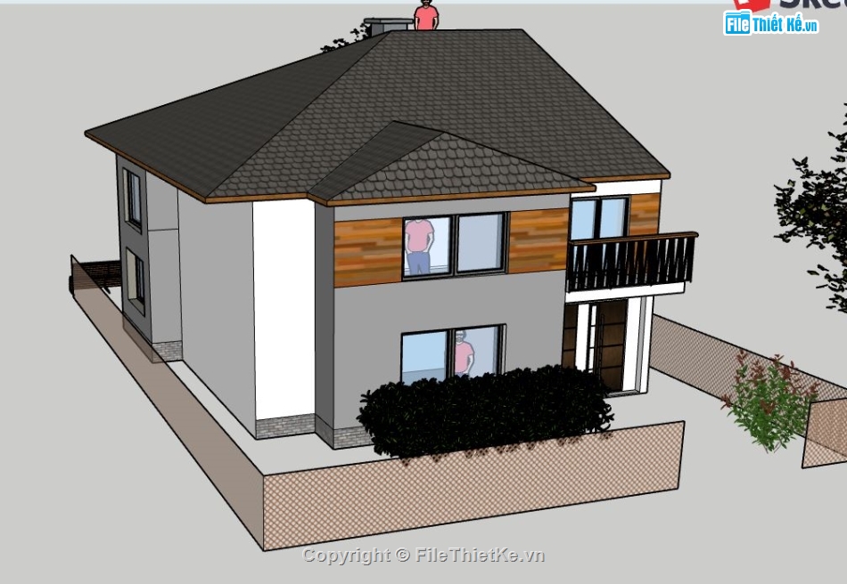 Biệt thự 2 tầng,model su biệt thự 3 tầng,biệt thự 3 tầng file su,sketchup biệt thự 3 tầng