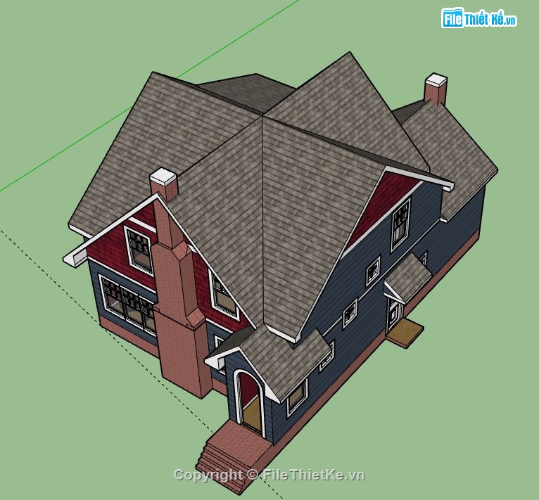 Biệt thự 2 tầng,model su biệt thự 2 tầng,mẫu biệt thự 2 tầng sketchup,biệt thự 2 tầng model su