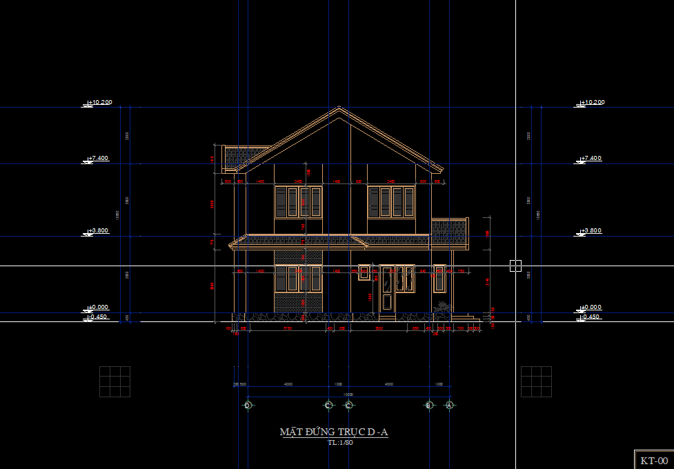 Biệt thự 2 tầng file cad,Bản vẽ cad Biệt thự 2 tầng,File cad Biệt thự 2 tầng