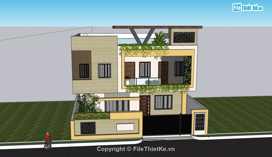 Biệt thự 2 tầng,model su biệt thự 2 tầng,biệt thự 2 tầng sketchup