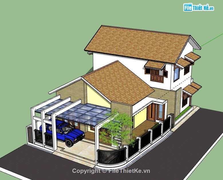 Biệt thự 2 tầng,model su biệt thự 2 tầng,mẫu biệt thự 2 tầng sketchup