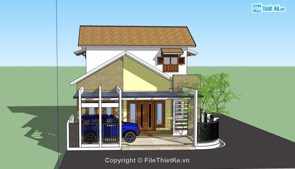 Biệt thự 2 tầng,model su biệt thự 2 tầng,mẫu biệt thự 2 tầng sketchup